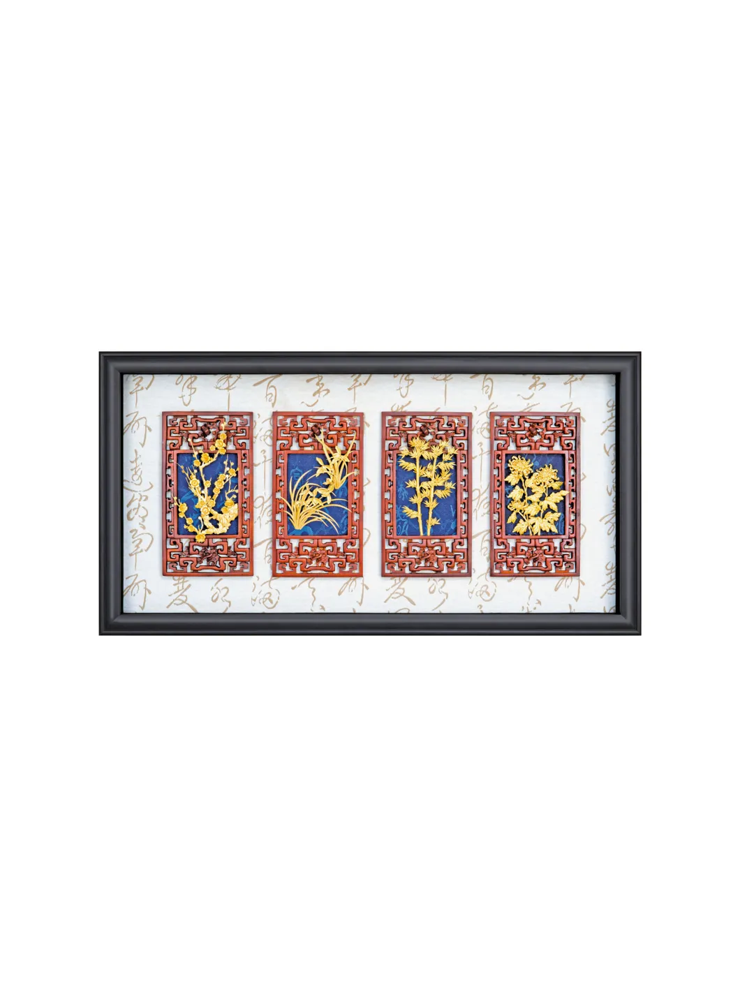 Tranh tứ quý - Đào Lan Trúc Cúc 46x89