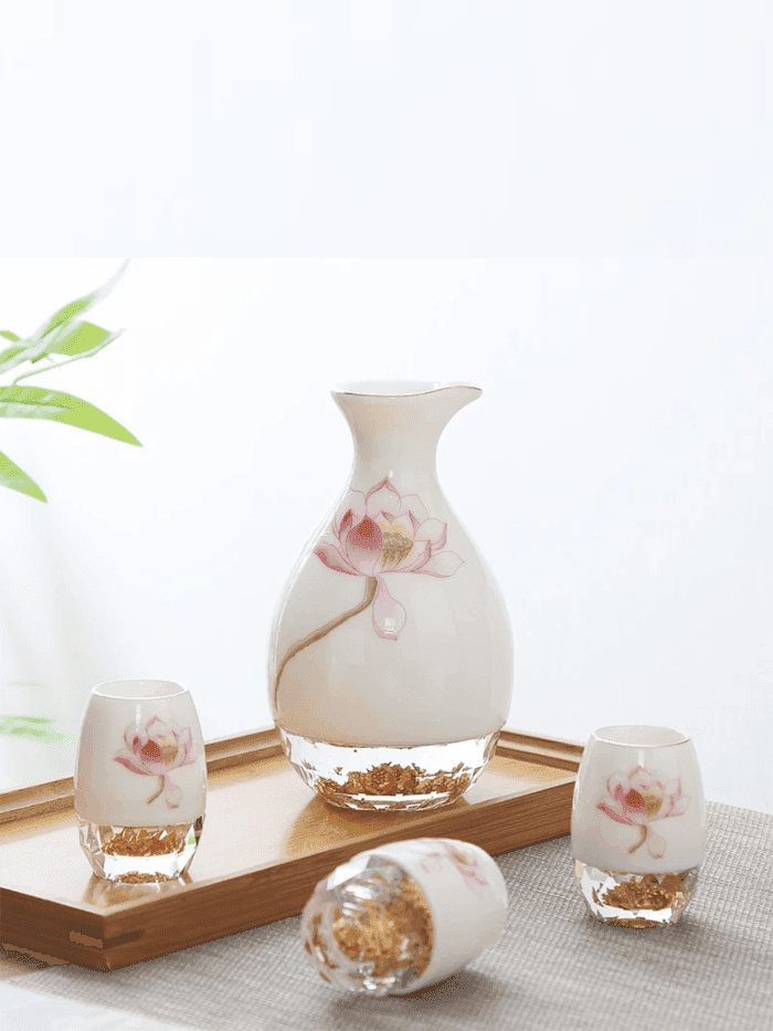 Bộ rượu sứ hoa sen hồng