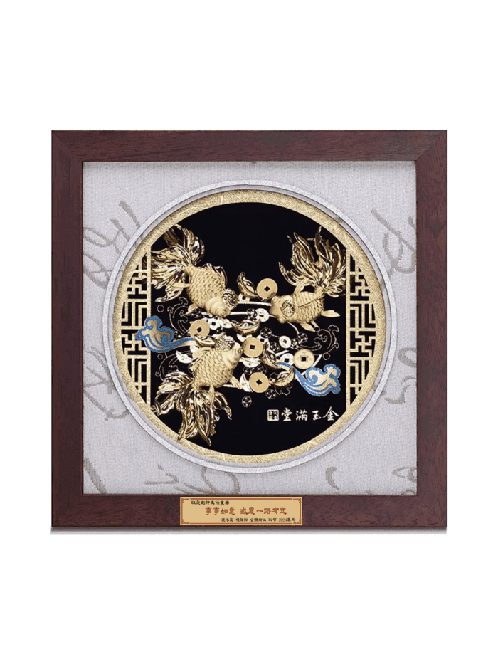 Tranh cá vàng quần tụ 23x23