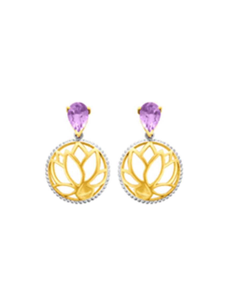 Hoa tai hoa sen gắn đá Amethyst