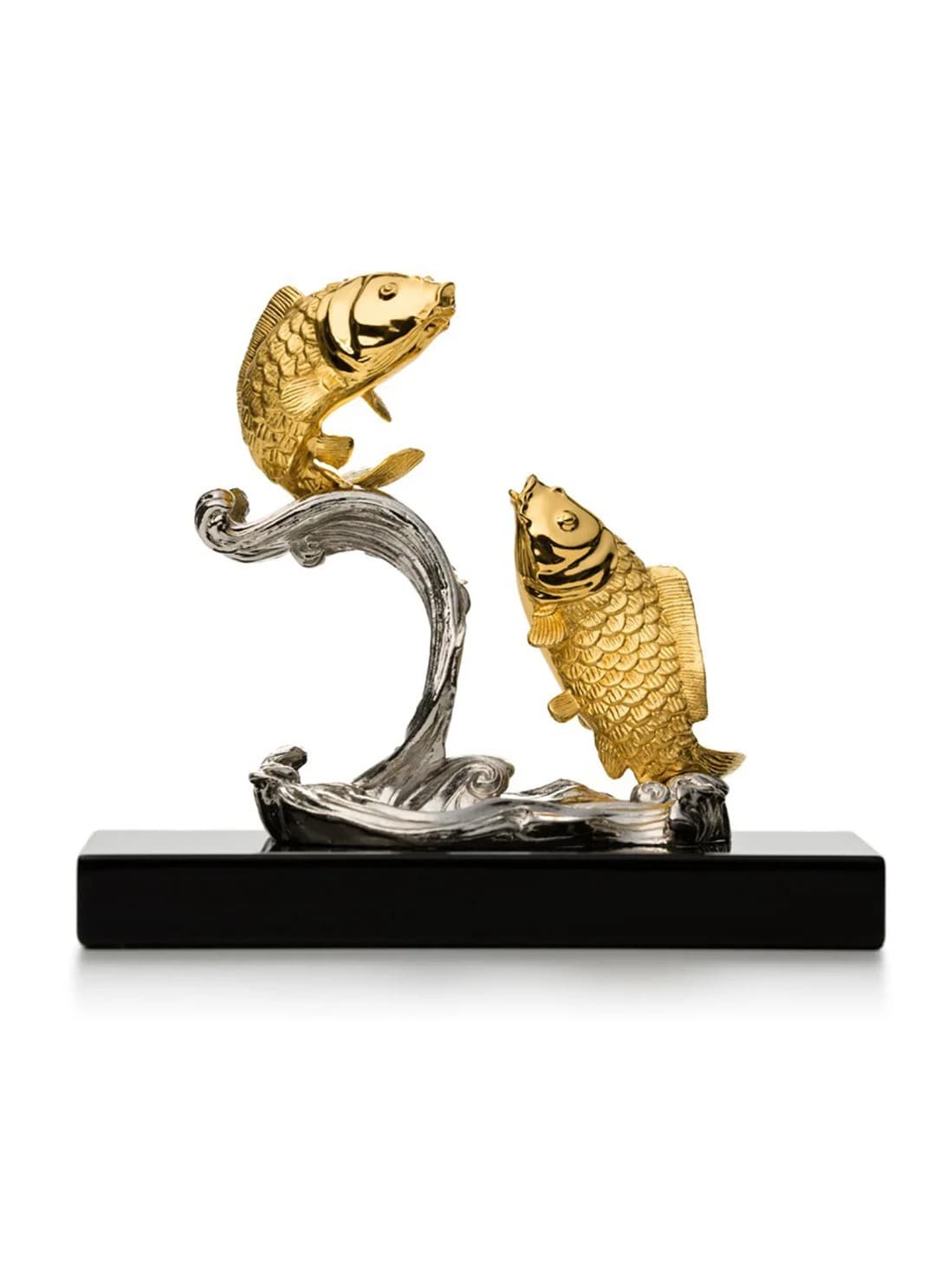 Tượng Song ngư vượt vũ môn mạ vàng 24k