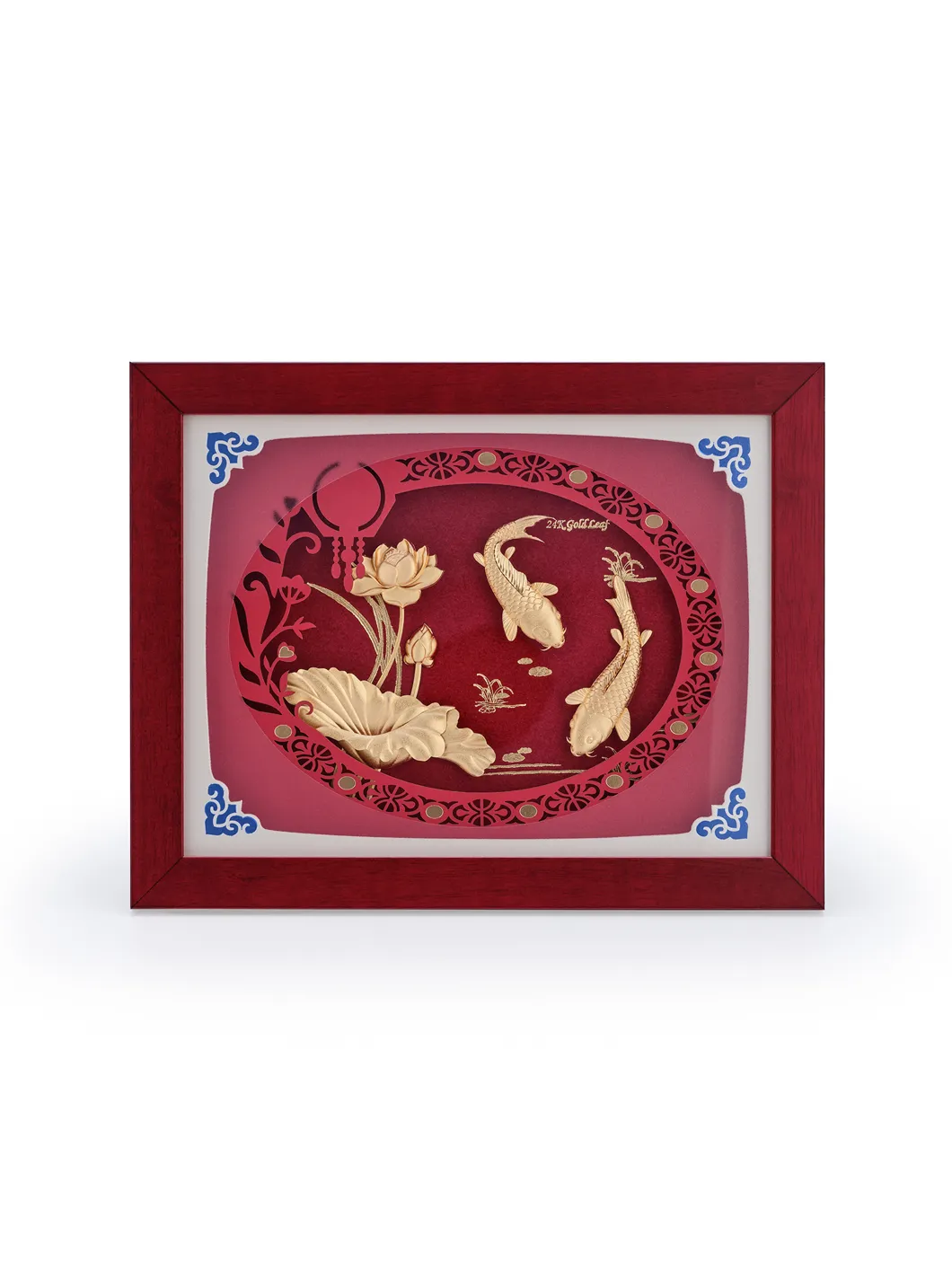 Tranh đôi cá chép hoa sen 26x33