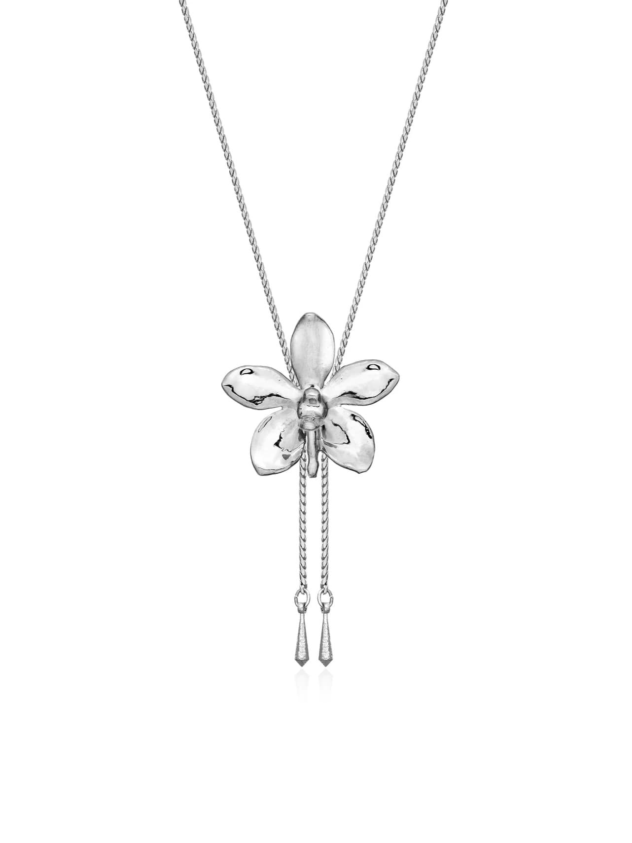 Dây chuyền dài hoa lan AS2 mạ Rhodium