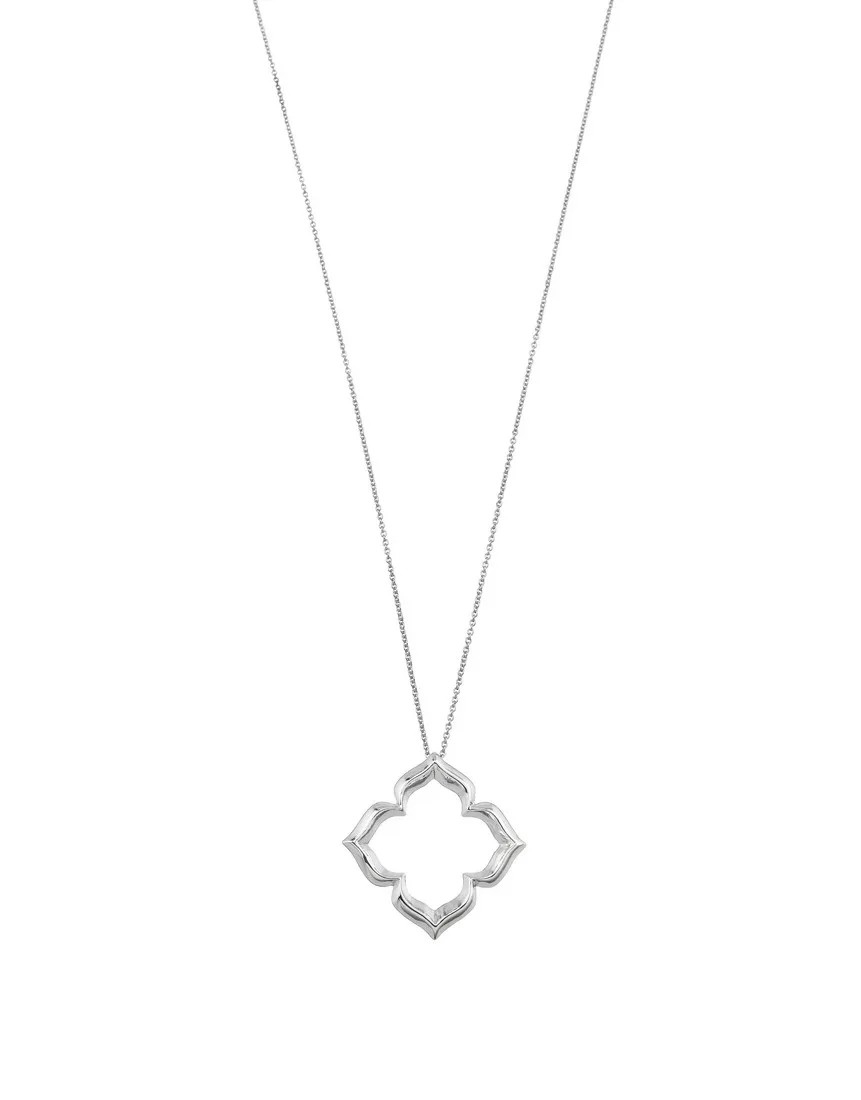 Dây chuyền họa tiết Rangoli 4 cánh mạ Rhodium