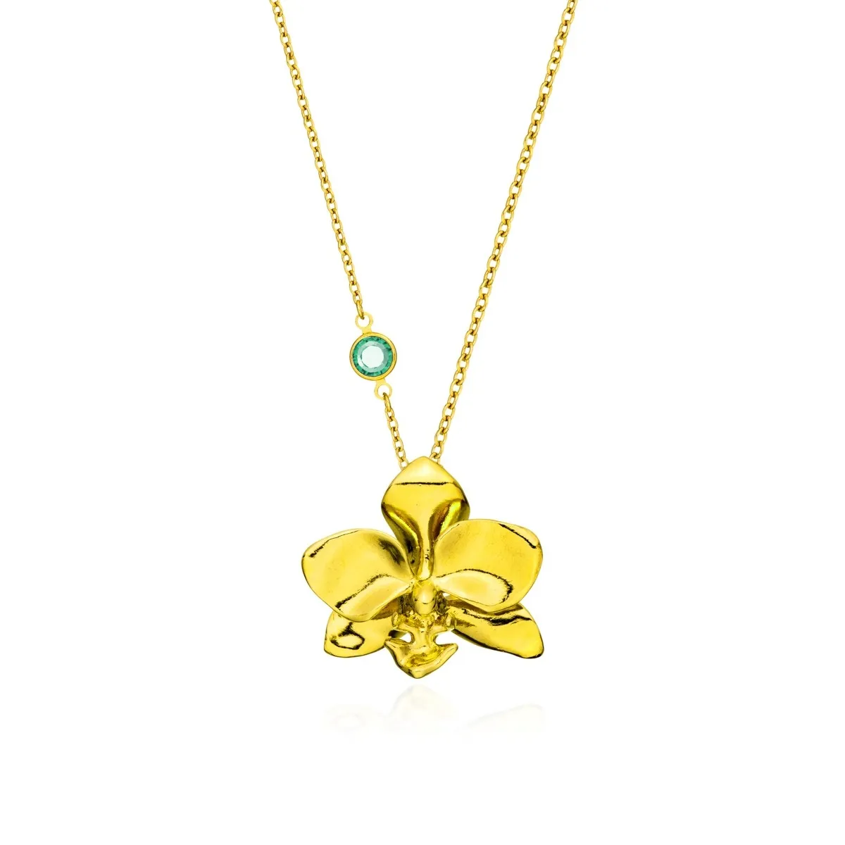 Dây chuyền hoa lan Phalaenopsis gắn đá Swarovski - màu đá Peridot