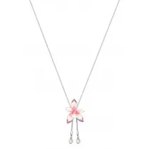 Dây chuyền dài hoa lan hồng gắn đá Swarovski