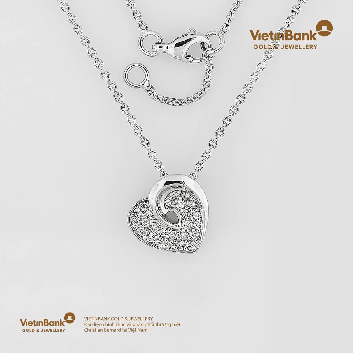 Dây chuyền vàng trắng 18K (4.534) gắn Kim cương (0.229)