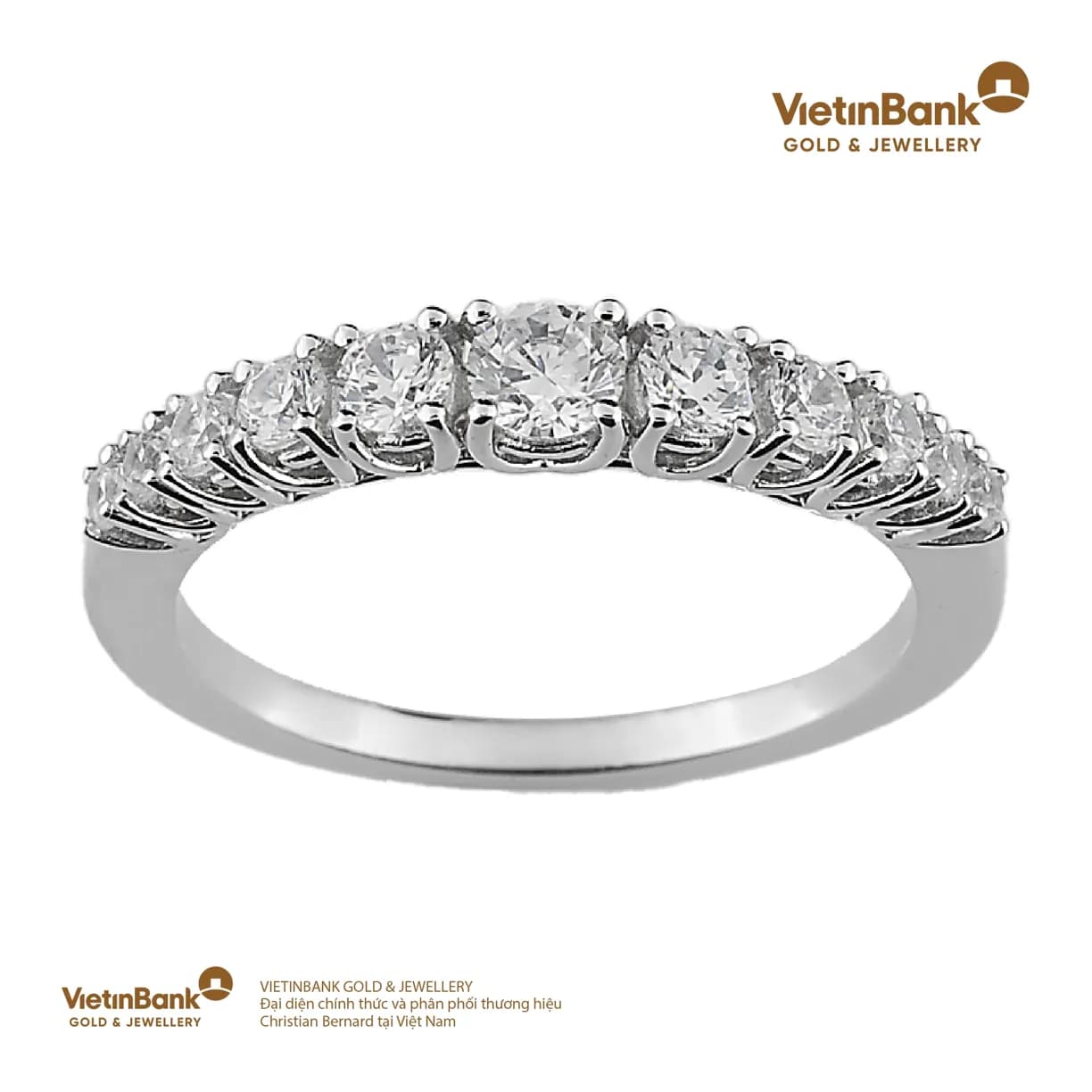 Nhẫn vàng trắng 18K (2.512) gắn Kim Cương (0.59) 53