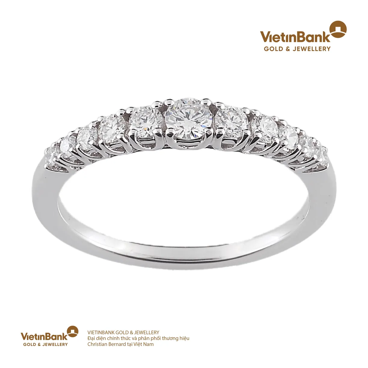 Nhẫn vàng trắng 18K (2.074) gắn Kim Cương (0.382) 52