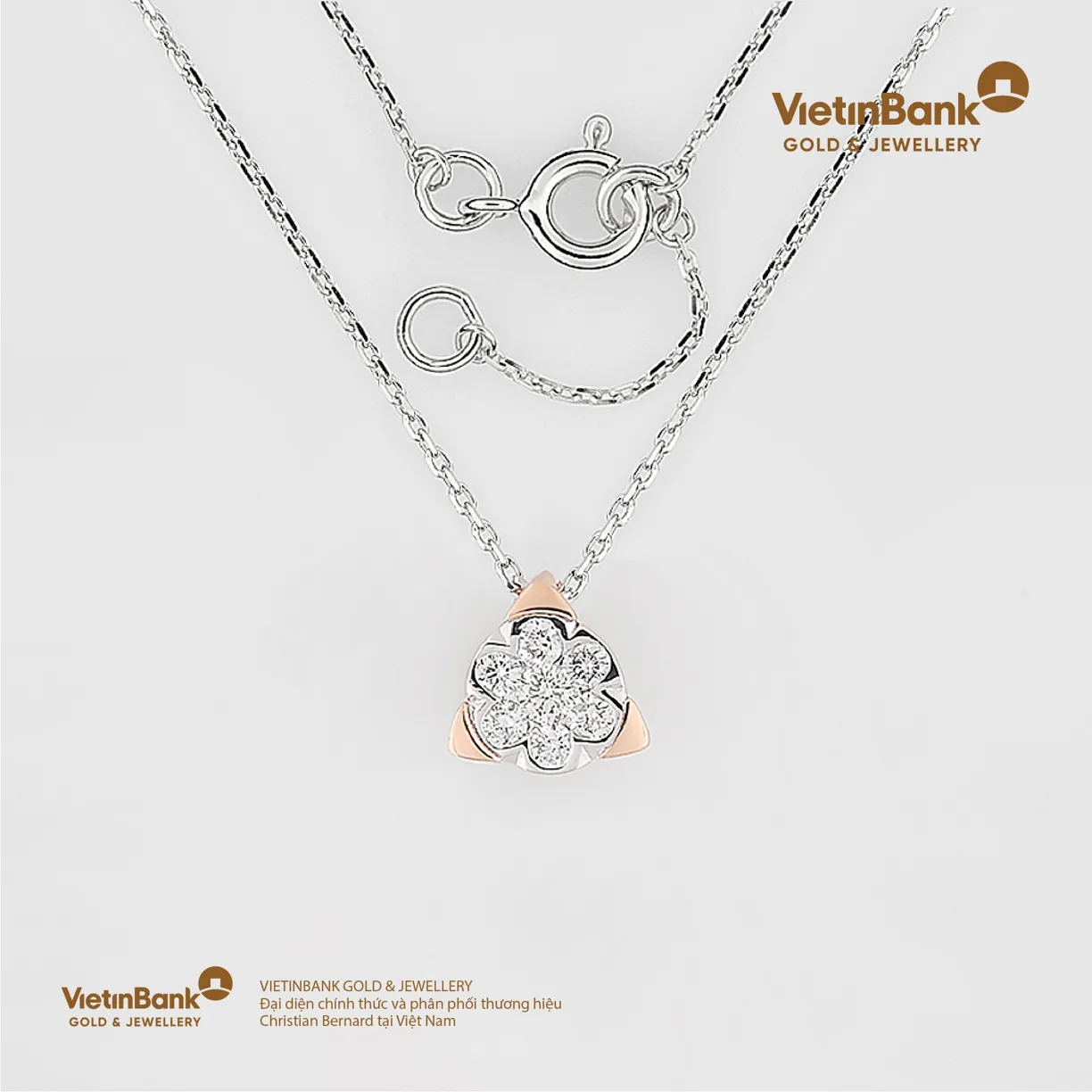 Dây chuyền Vàng Trắng và Vàng Hồng 18K (2.346) KC (0.12)