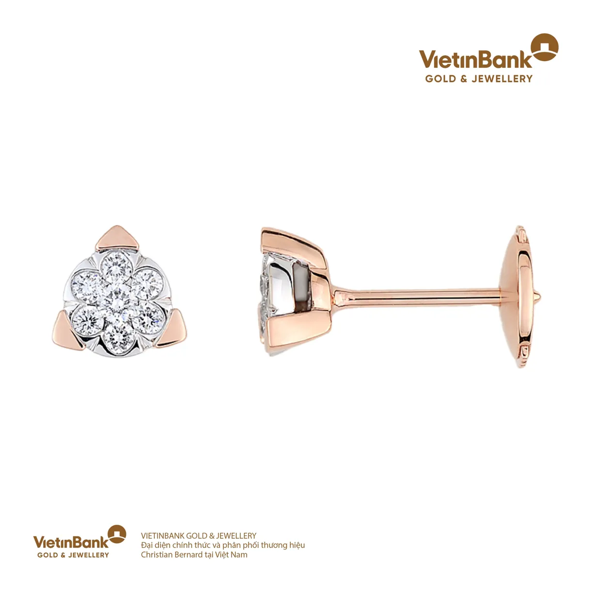Hoa tai Vàng Trắng và Vàng Hồng 18K (1.732) KC (0.24)