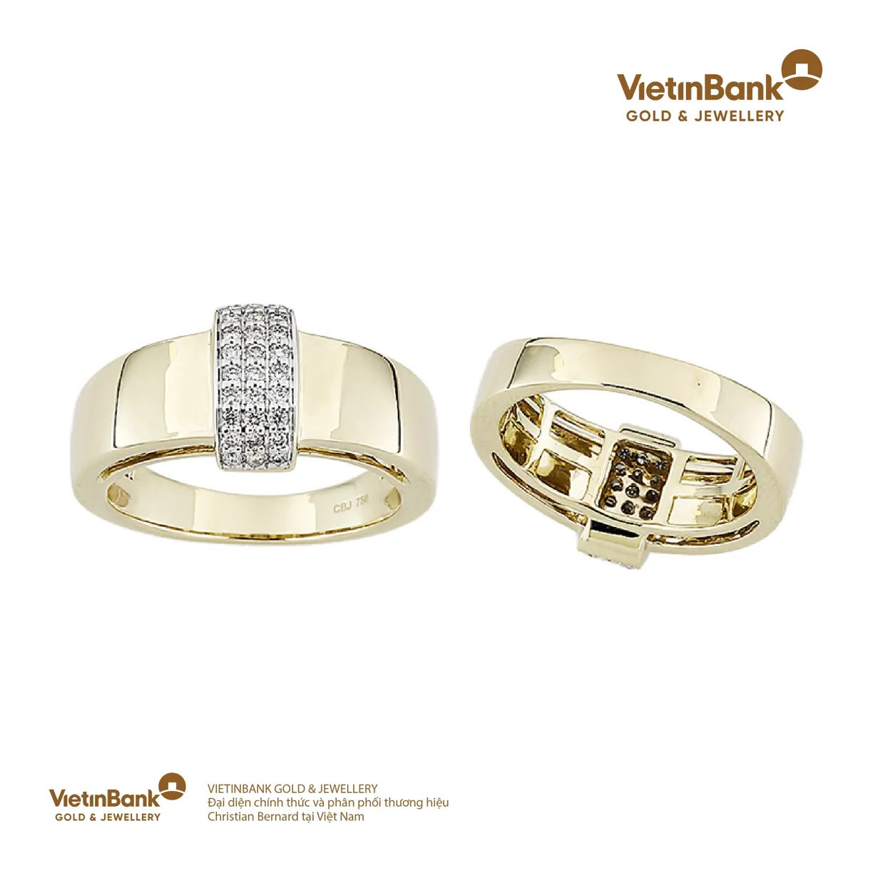 Nhẫn vàng vàng 18K (6.237) gắn Kim cương (0.163) 54