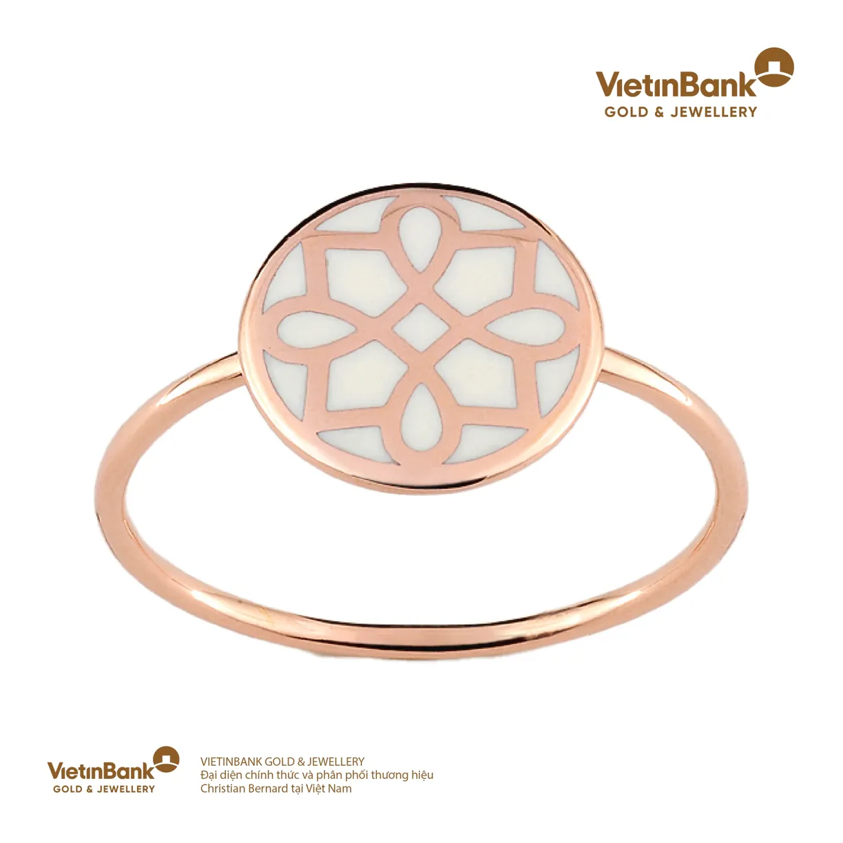Nhẫn vàng Claire hồng 18K (1.37) kết hợp sơn mài 53
