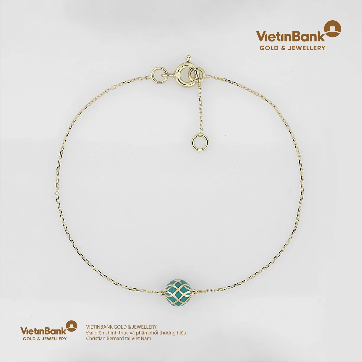 Lắc vàng Charlette vàng 18K (0.95) kết hợp sơn mài