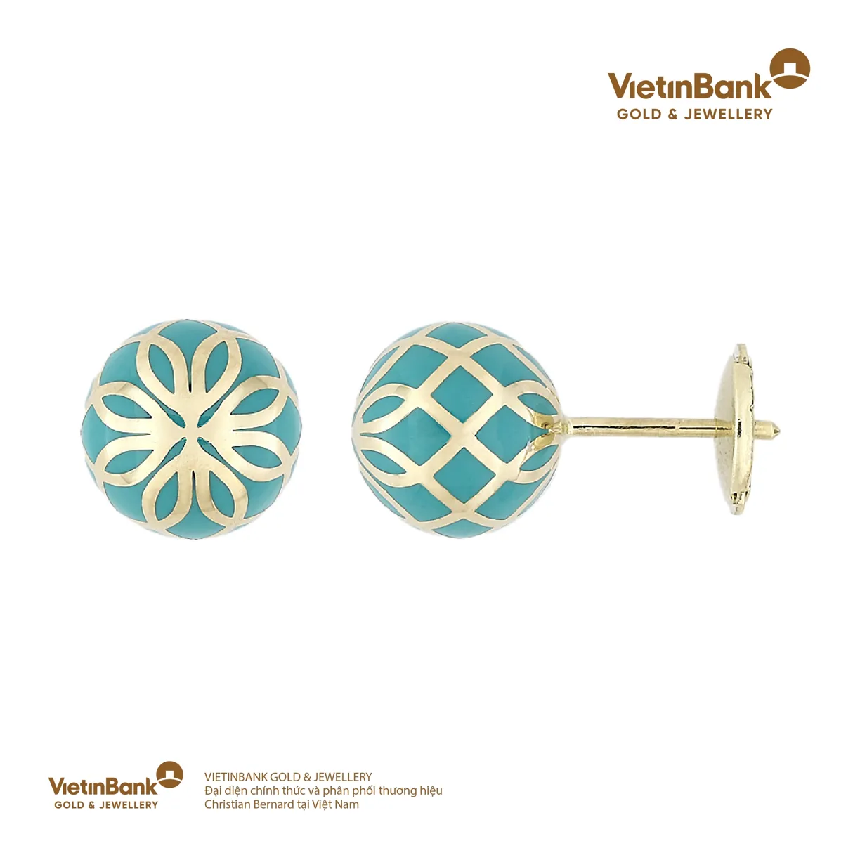 Hoa tai vàng Charlette vàng 18K (1.72) kết hợp sơn mài