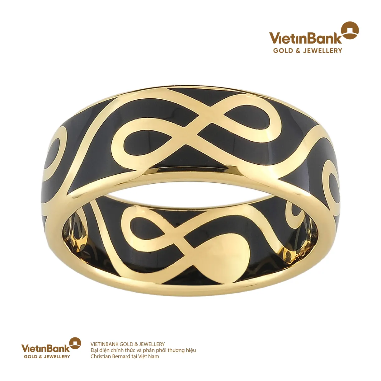 Nhẫn vàng Nalini vàng 18K (2.5) kết hợp sơn mài 54