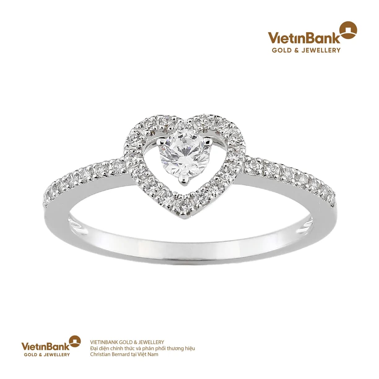 Nhẫn vàng trắng 18K (1.874) gắn Kim Cương (0.33) 53