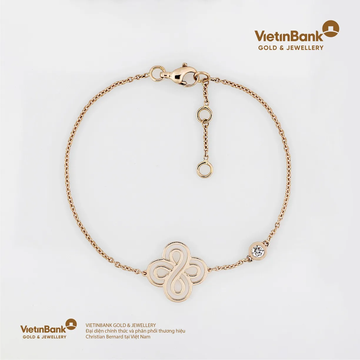 Lắc Cathérine vàng hồng 18K (2.227) gắn Kim Cương (0.1)