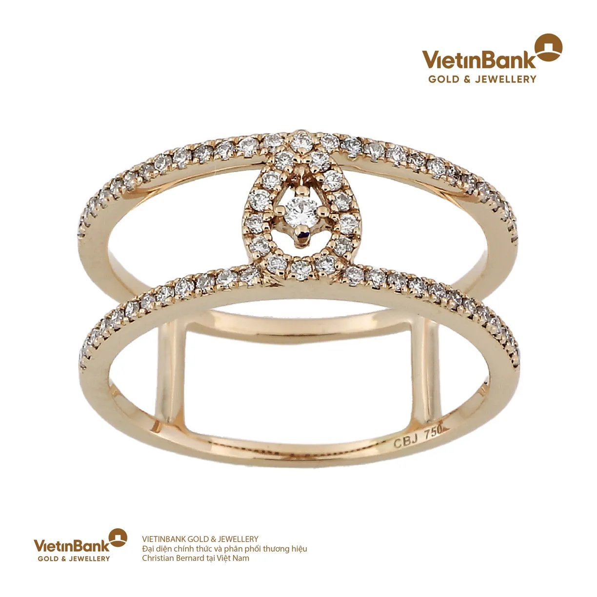 Nhẫn vàng hồng 18K (2.376) gắn Kim Cương (0.271) 52