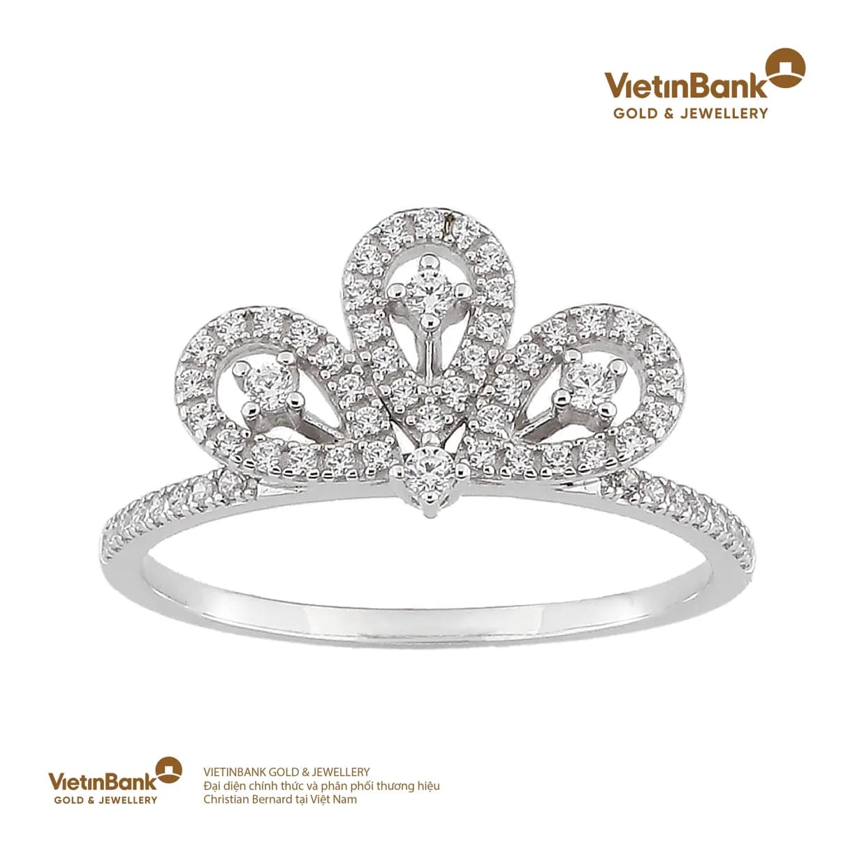Nhẫn vàng trắng 18K (1.962) gắn Kim Cương (0.292) 53