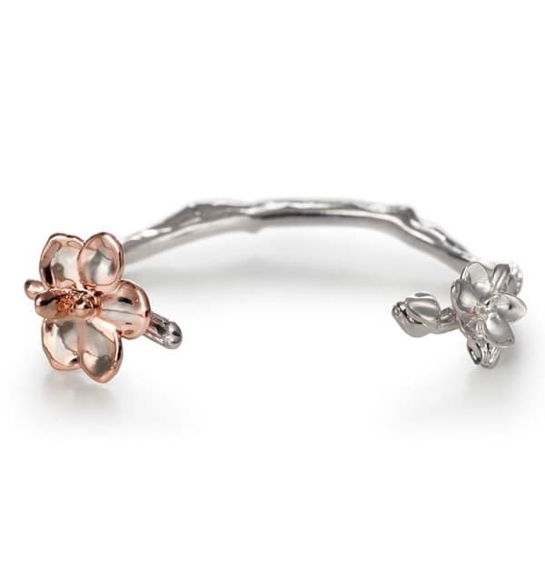 Vòng tay cành hoa lan Ascocenda mạ vàng hồng và Rhodium