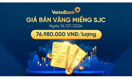 Giá vàng miếng SJC bán ra ngày 16/7/2024 là 76.980.000 VND/lượng