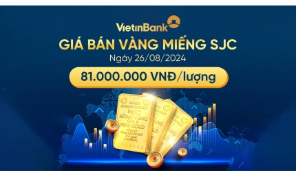 Giá vàng miếng SJC bán ra ngày 26/08/2024 là 81.000.000 VND/lượng