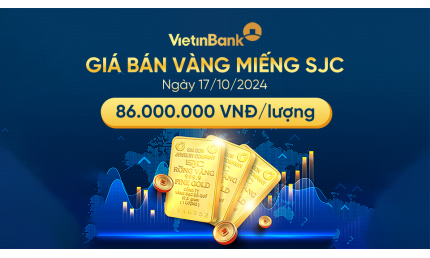 Giá vàng miếng SJC bán ra ngày 17/10/2024 là 86.000.000 VND/lượng