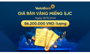 Giá vàng miếng SJC bán ra ngày 21/11/2024 là 86.200.000 VND/lượng