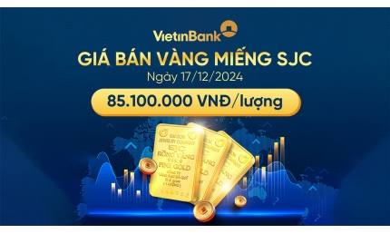 Giá vàng miếng SJC bán ra ngày 17/12/2024 là 85.100.000 VND/lượng