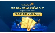 Giá vàng miếng SJC bán ra ngày 30/12/2024 là 84.500.000 VND/lượng